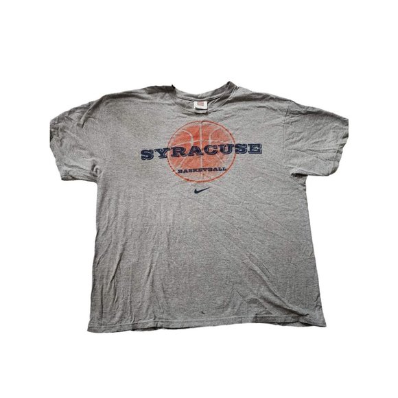 Vintage Nike Syracuse Basketball T-Shirt Mens XL Gray Center Swoosh - Picture 1 of 3